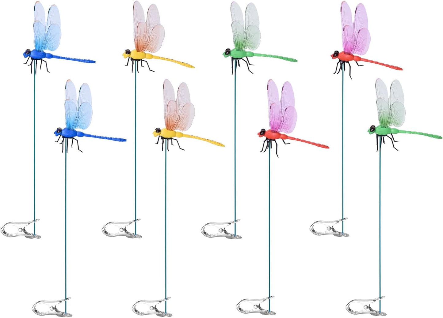 Spiritlele 8 PCS Fake Dragonfly Clip Colorful Hat Clip 3D Dragonfly Garden Decor for Patio Outdoor Indoor-VerdiqueGarden