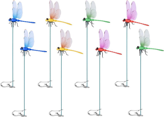 Spiritlele 8 PCS Fake Dragonfly Clip Colorful Hat Clip 3D Dragonfly Garden Decor for Patio Outdoor Indoor-VerdiqueGarden