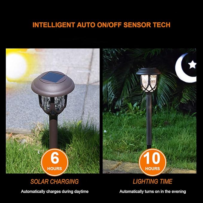 10 Pack Solar Lights Outdoor Decorative Garden Yard Lights for Pathway Walkway Sidewalk Driveway. (Brown, Warm White)-VerdiqueGarden