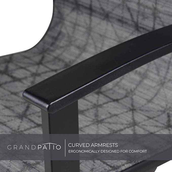 Grand patio Outdoor Swivel Dining Chairs 4-Piece Patio Dining Chairs Set Mesh Sling Patio High Back Swivel Rockers, Black & Grey Plaid-VerdiqueGarden