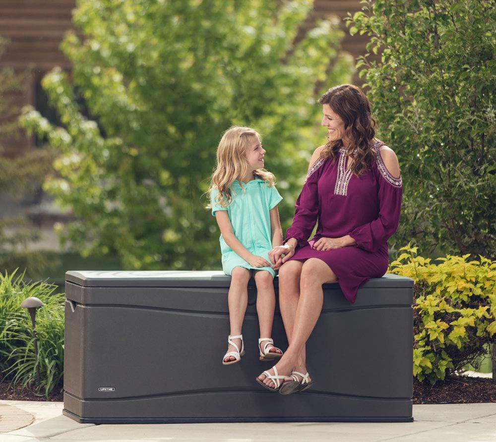 LIFETIME 60298 Heavy Duty Outdoor Storage Deck Box, 130 Gallon, Gray-VerdiqueGarden