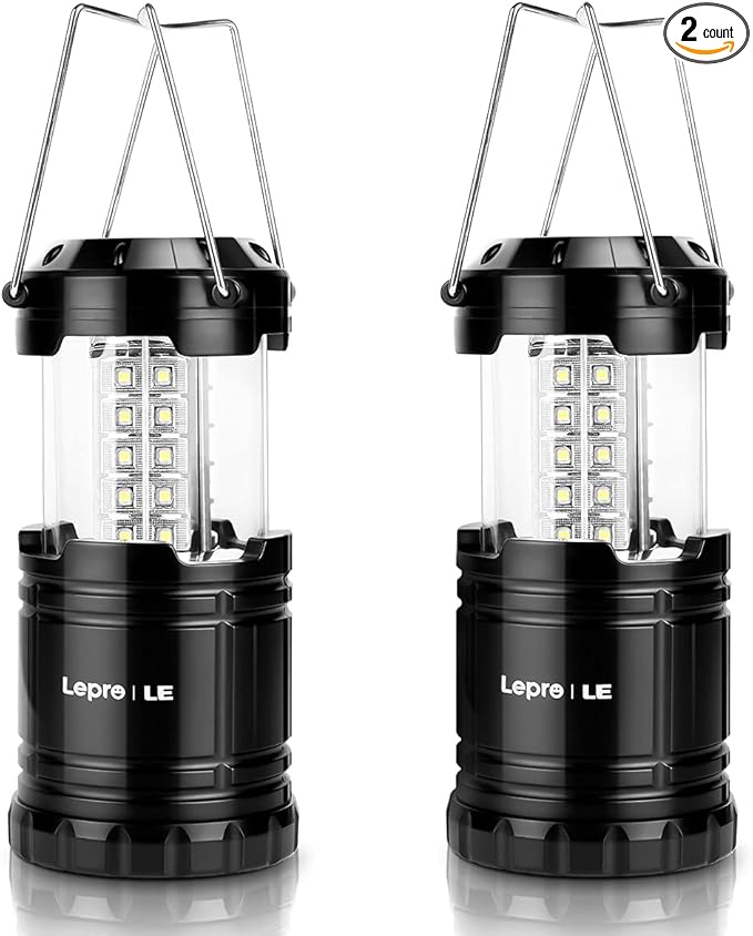 Lepro LED Camping Lanterns Battery Powered, Collapsible, IPX4 Water Resistant, Outdoor Portable Lights for Emergency, Hurricane, Storms and Outages-VerdiqueGarden