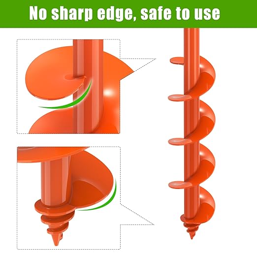 Auger Drill Bit for Planting 3 x 24'', Threaded Garden Auger Post Hole Digger, Spiral Drill Earth Dirt Augers for Bulb, Vegetables, Fence Posts and Umbrella Holes, Fits in 3/8” Drill Chuck-VerdiqueGarden