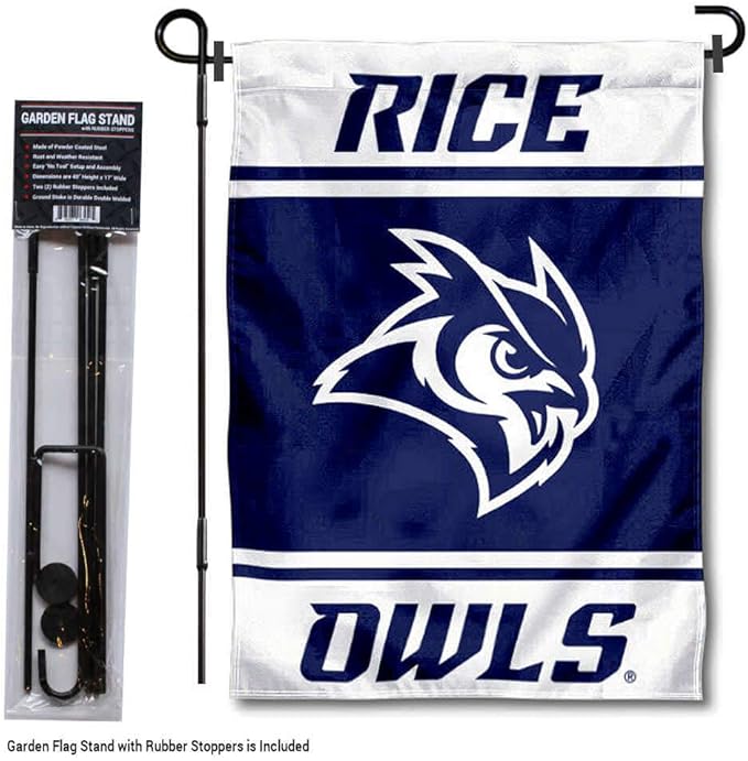 College Flags & Banners Co. Rice Owls Garden Flag with Stand Holder-VerdiqueGarden