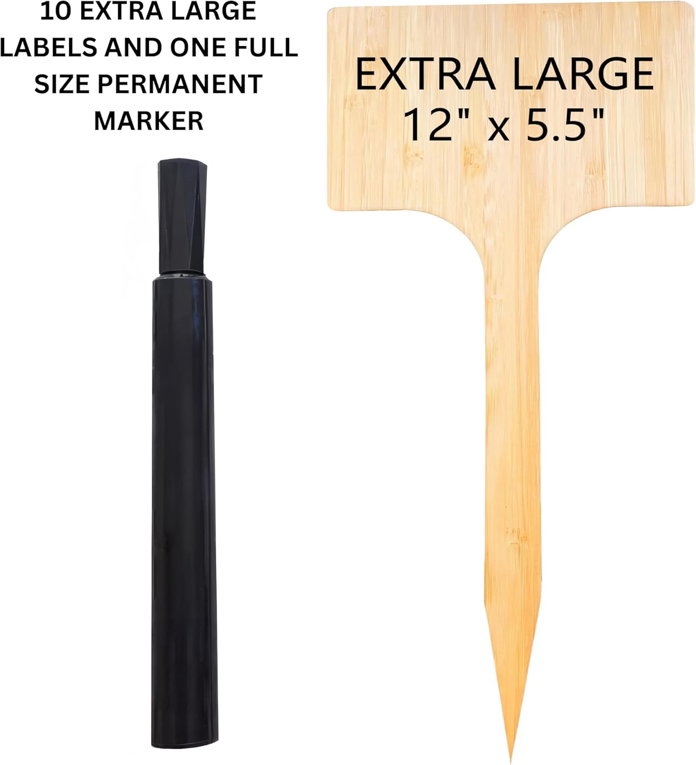 10 Pack 12 Inch Extra Tall Plant Labels Large Garden Markers Plant Name Tags for Flowers, Herbs, Vegatables, Seeds, Bulbs Easy to Read Larger Writing Area with Full Size Marker-VerdiqueGarden