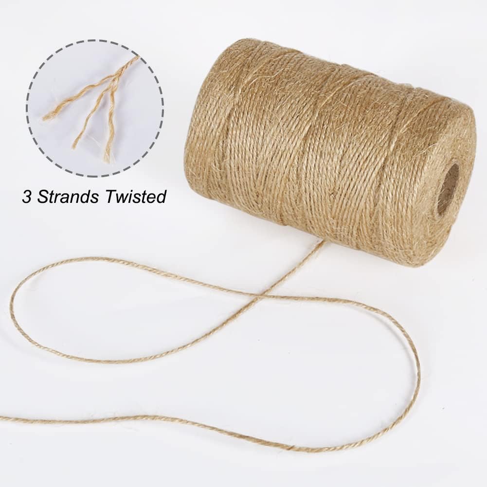 Tenn Well Natural Jute Twine, 500 Feet Long Brown Twine String Rope for Crafts, Gift Wrapping, Gardening, Bouquets, Holiday Decorations-VerdiqueGarden