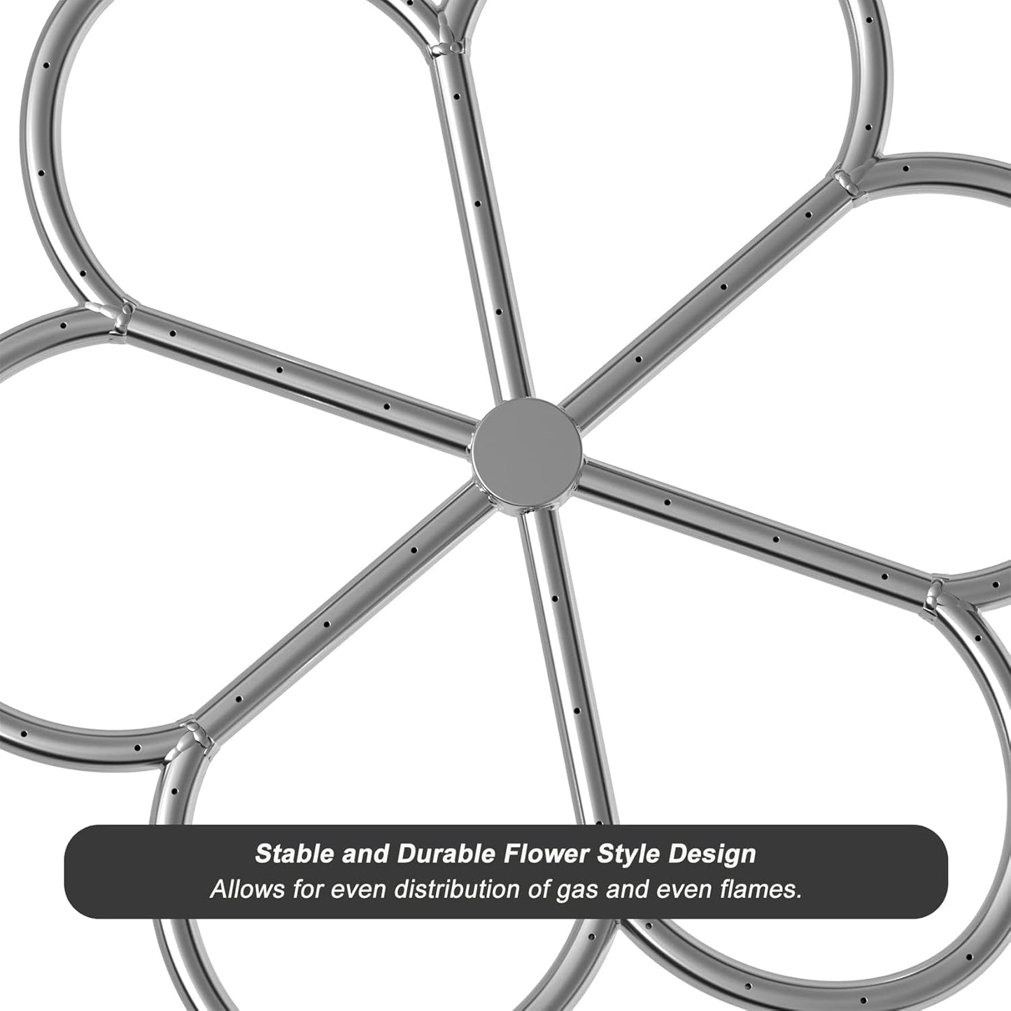 Skyflame 24-Inch Stainless Steel Fire Pit Burner Ring for Fire Pit, Natural Gas & Propane Fireplace, Max BTU 296K, Flower-Shape-VerdiqueGarden