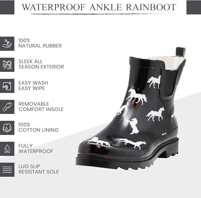 NORTY - Womens Ankle Rain Boots - Ladies Waterproof Winter Spring Garden Boot runs ½ size large-VerdiqueGarden