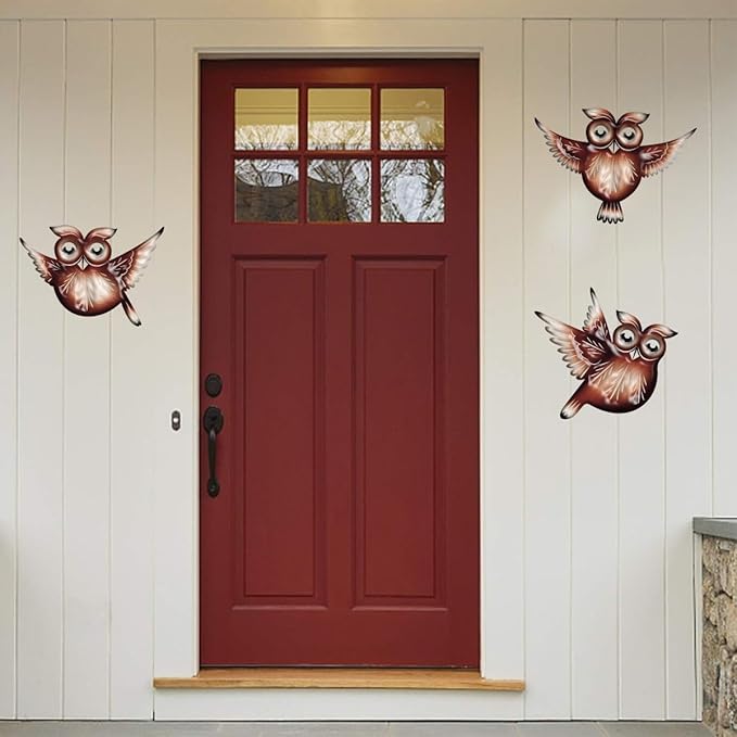 EiGreen Metal Owl Wall Art Decor, Metal Colorful Birds 3D Outdoor Wall decoration,Hanging Ornaments Hand-made cute owl Wall Art Fence Decorations for Living Room Patio Balcony (owl)-VerdiqueGarden