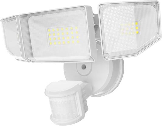 85W LED Security Lights Motion Sensor Light Outdoor, 8500LM Dusk to Dawn, IP65 Waterproof, 6500K, 3 Head Motion Detected Flood Light, Floodlight for Outside, Garage, Yard, Porch (White)-VerdiqueGarden