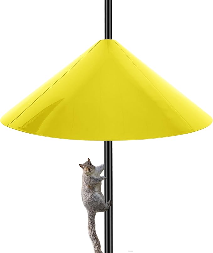 Squirrel Baffle for Bird Feeder Pole, 19-Inch Outdoor Bird Feeder Guard, Squirrel-Proof Birdhouse Baffles, Shepherd's Hook for Outside(Yellow)-VerdiqueGarden