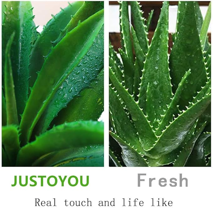 JUSTOYOU Large 12.5" Artificial Succulents Aloe Plants Real Touch Fake Flowers Unpotted for Home Wedding Festival Arrangement (1, Green)-VerdiqueGarden