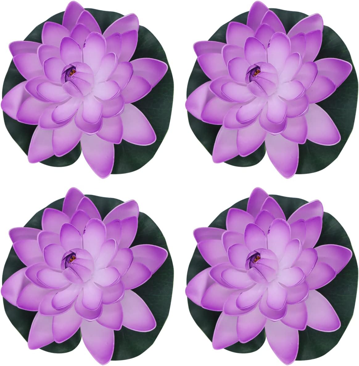 FZBNSRKO Artificial Lotus,4PCS 7.1" Inch Floating Foam Lotus Flowers for Pool,Realistic Water Lily Pads for Home Outdoor Patio Pond Wedding Party Decorations,Light Purple-VerdiqueGarden