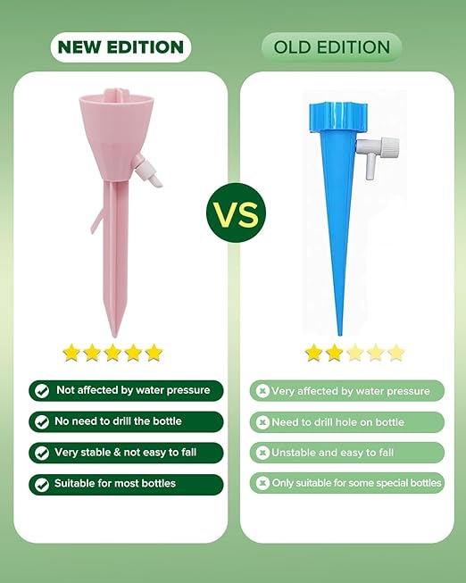 12 Packs Self Watering Planter Drip, Automatic Drip Irrigation Stakes with Adjustable Valve, Adjustable Water Flow System, Self Watering Planter Insert Devices for Indoor and Outdoor Plants-VerdiqueGarden