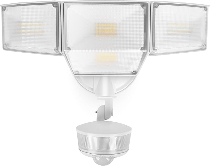 LUTEC 84W 9500LM LED Security Light Motion Sensor Outdoor Lights with Night Light, 4 Head LED Flood Lights Outdoor 5000K Daylight, IP65 Waterproof, Motion Detected Lights for Outside (White)-VerdiqueGarden