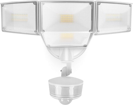 LUTEC 84W 9500LM LED Security Light Motion Sensor Outdoor Lights with Night Light, 4 Head LED Flood Lights Outdoor 5000K Daylight, IP65 Waterproof, Motion Detected Lights for Outside (White)-VerdiqueGarden