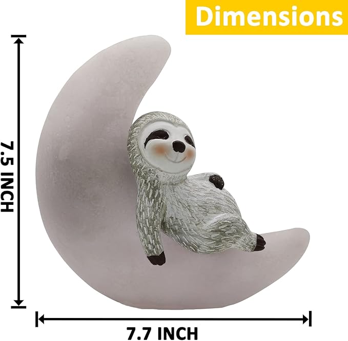 Garden Sloth Statues Outdoor Decor, Solar Powered Resin Lawn Ornaments with 8 LEDs Warm White, Outdoor Decoration for Patio Yard Lawn Porch Housewarming Garden Gift-VerdiqueGarden
