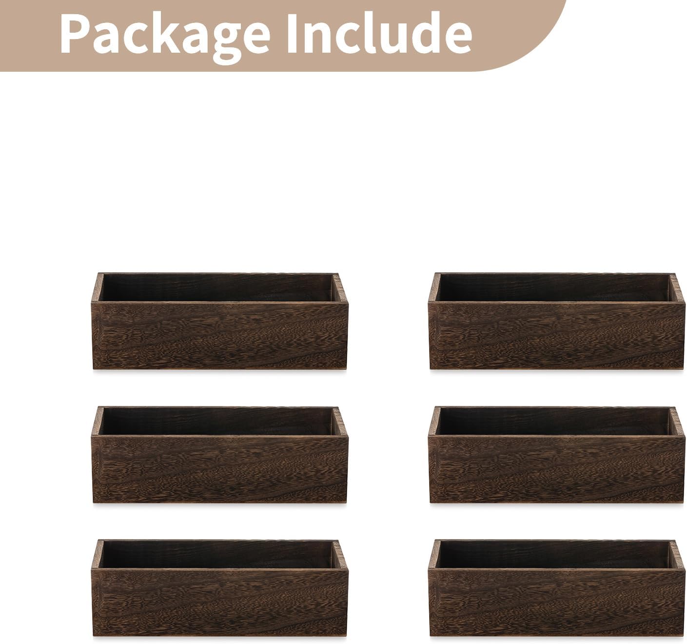 NUPTIO Wooden Box Centerpiece for Table: 6 Pcs 11.8" Long Wood Rectangle Box - Farmhouse Flower Box for Fall Wedding Dining Living Room Mantel Table Centerpiece Decor-VerdiqueGarden