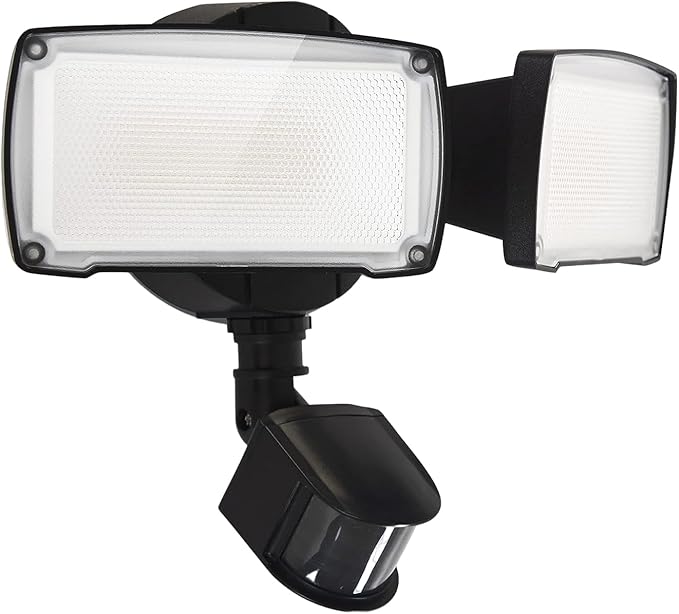 UME 19W LED Flood Light Motion Sensor Outdoor, 2 Adjustable Head, 2000LM, 5000K, IP65 Waterproof, Dusk to Dawn Security Light with Photocell for Exterior,Outside,Garage,House(Black)-VerdiqueGarden