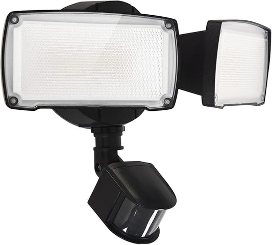 UME 19W LED Flood Light Motion Sensor Outdoor, 2 Adjustable Head, 2000LM, 5000K, IP65 Waterproof, Dusk to Dawn Security Light with Photocell for Exterior,Outside,Garage,House(Black)-VerdiqueGarden
