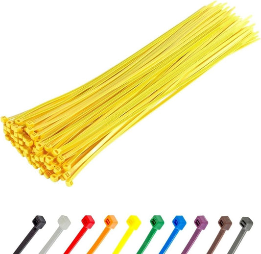 GTSE 14 Inch Yellow Zip Ties, 100 Pack, 50lb Strength, UV Resistant Long Nylon Cable Ties, Self-Locking 14" Tie Wraps-VerdiqueGarden