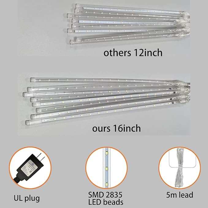 Aokudoni Halloween Decorations Outdoor, Upgraded 16inch/40cm Meteor Shower Rain Lights, Purple Icicle String Lights for Xmas Tree Decoration Holiday New Year Party, UL Plug-VerdiqueGarden