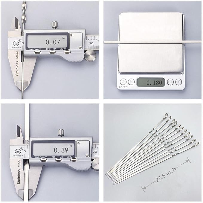 Large Metal Skewers For Grilling,Shish Kebab Skewer 23.6" Skewers For Kabobs Flat Barbecue Skewer Stainless Steel BBQ Grill Stick for Meat, Chicken, Shrimp, Fruit, Vegetables-VerdiqueGarden