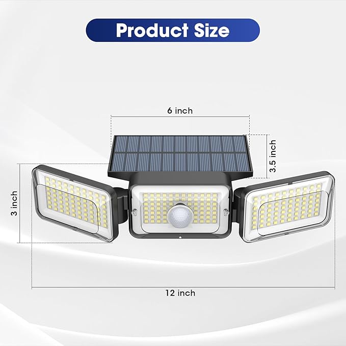 Solar Lights Outdoor Waterproof, Motion Sensor & Flood Outdoor Lights with Remote Control, 4 Adjustable Modes, 3000LM & 218 LED, High-Energy-Density Solar Panel-Monocrystalline Technology, 4 Pack-VerdiqueGarden