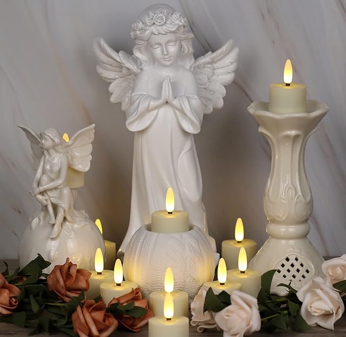 12 PCS 3D Wick Rechargeable Flameless Tealight Candles with Remote and Timer, Battery Operated Flickering LED Tea Lights, Durable & Lovely Fake Tea Candles, Ideal for Pumpkin/Bar/Party Decor-VerdiqueGarden