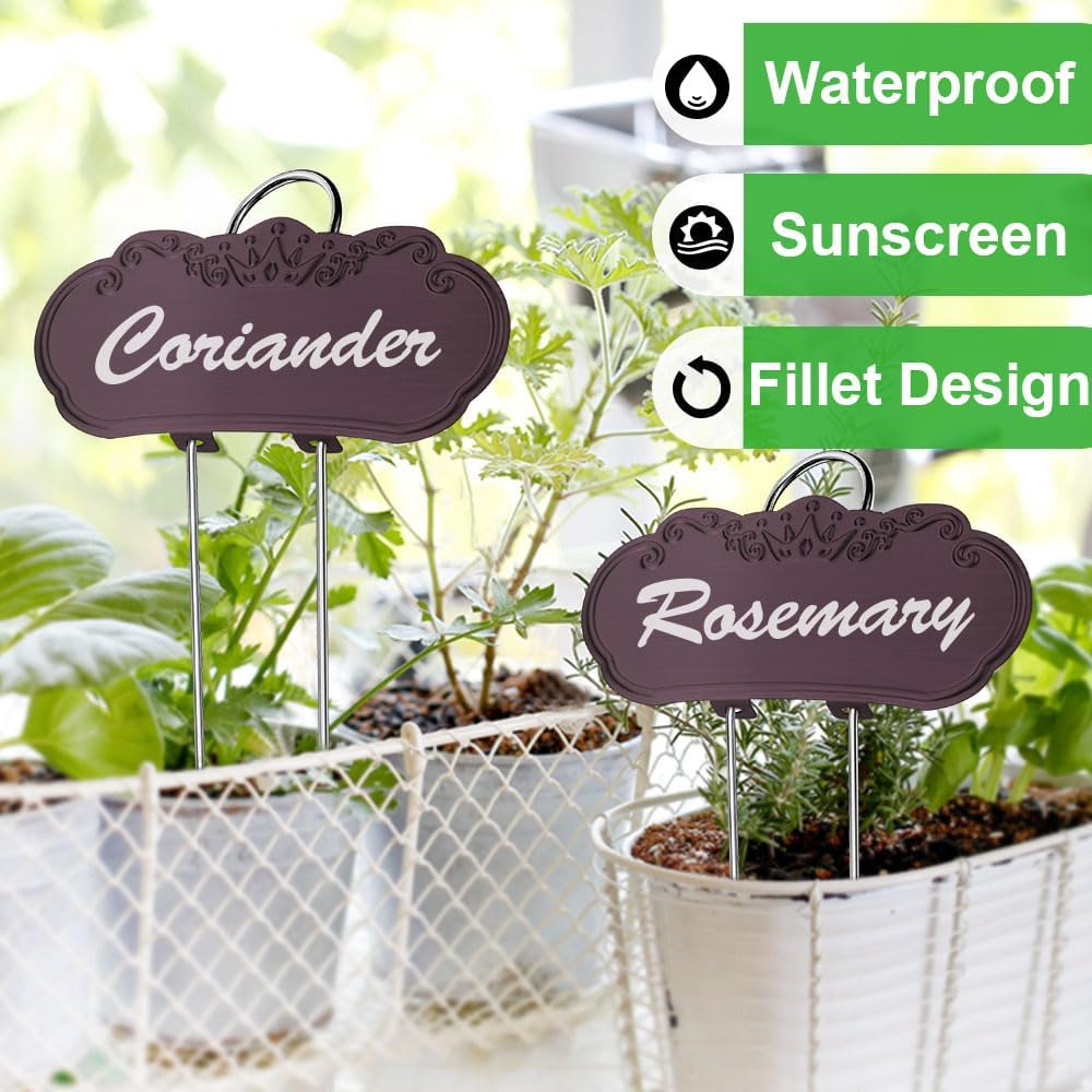 Metal Plant Labels, Tall Outdoor Garden Markers for Flowers, Fruits and Vegetables, 304 Stainless Steel Weatherproof Signs (25 Pack, 4" x 1.9", Purplish Red)-VerdiqueGarden