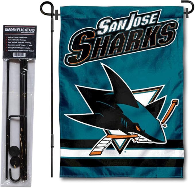 WinCraft San Jose Sharks Garden Flag with Pole Stand Holder-VerdiqueGarden