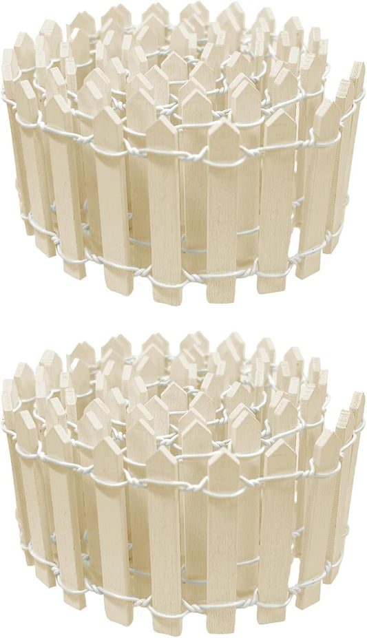 35 Inches Mini Fairy Garden Fence DIY Small Wood Decorative Picket Fence Micro Landscape Miniature Ornaments for Dollhouse, Crafts, Diorama Project, Plant Pot (Nature Wood(2 PCS))-VerdiqueGarden