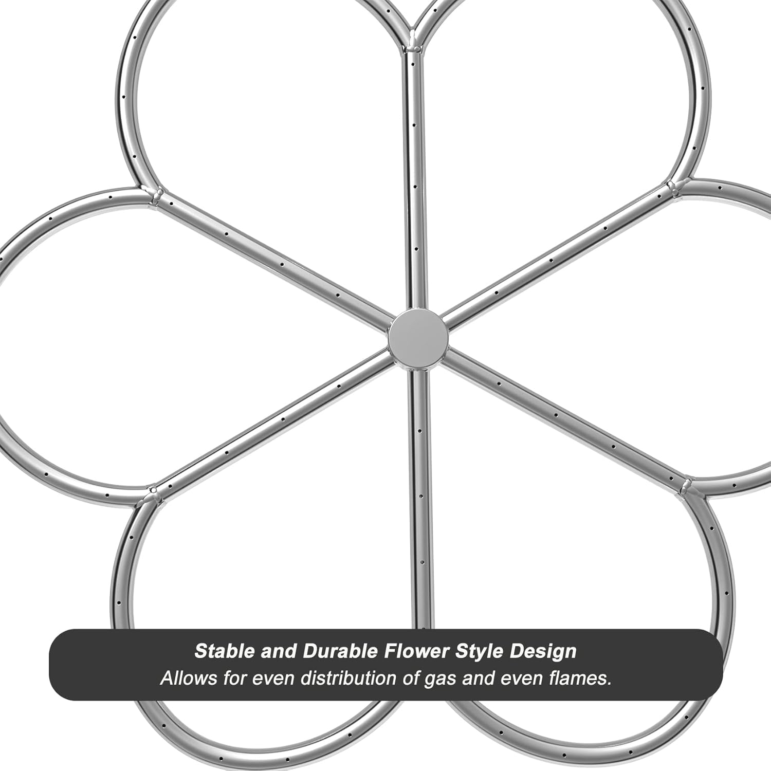 Skyflame 30-Inch 304 Stainless Steel Fire Pit Burner, Flower-Shape Burner Ring for Fire Pit, Natural Gas & Propane Fireplace, Max BTU 435K-VerdiqueGarden