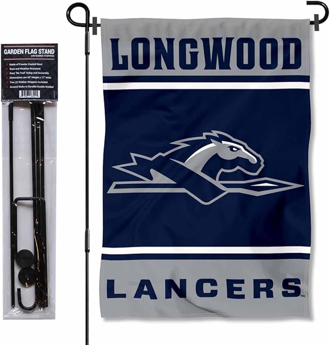 College Flags & Banners Co. Longwood Lancers Garden Flag with Stand Holder-VerdiqueGarden