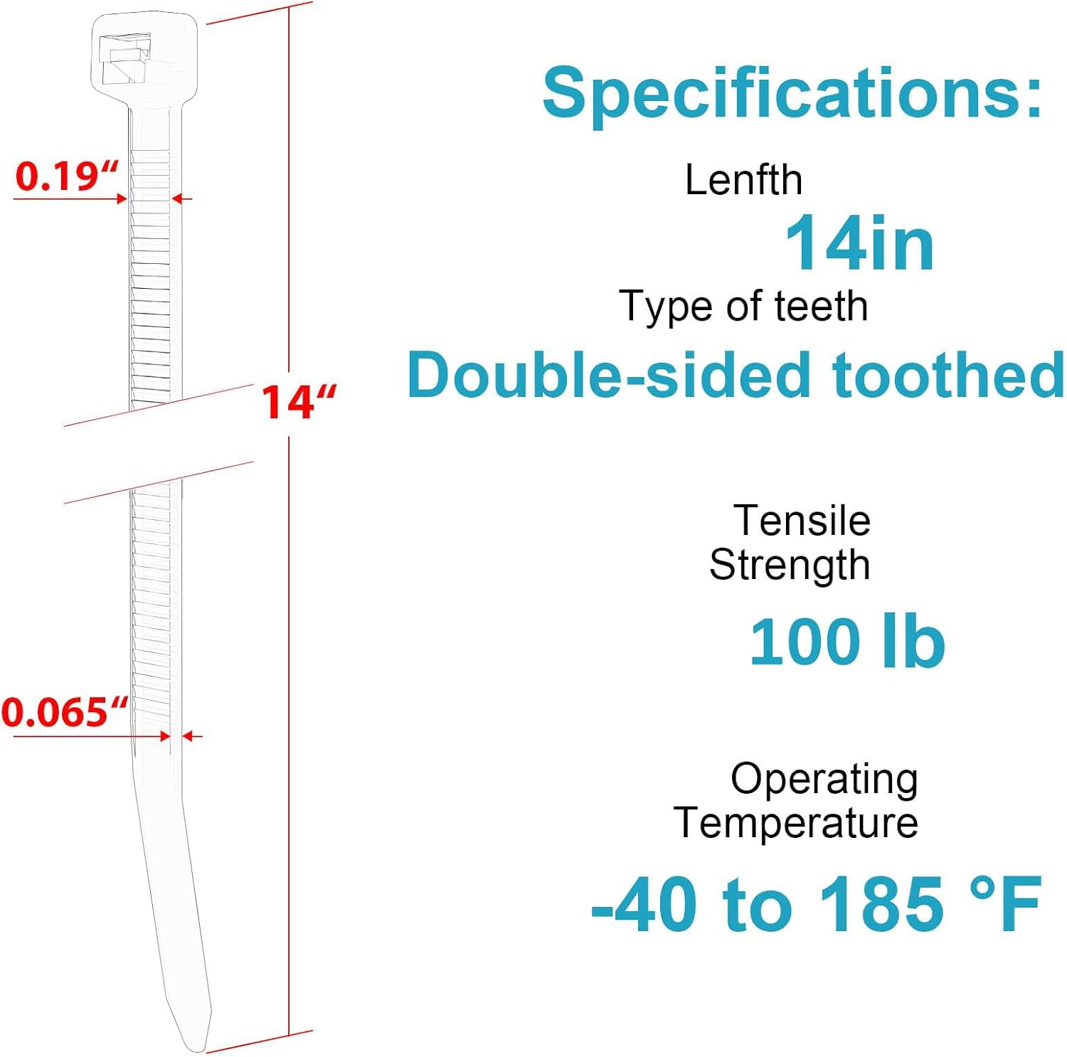 14 Inch Zip Ties Double Sided Toothed,100 LBS Tensile Strength Heavy Duty Cable Wire Ties With Self-Locking Adjustable More Durable Nylon Tie Wraps for Indoor Outdoor（200 Pack）-VerdiqueGarden