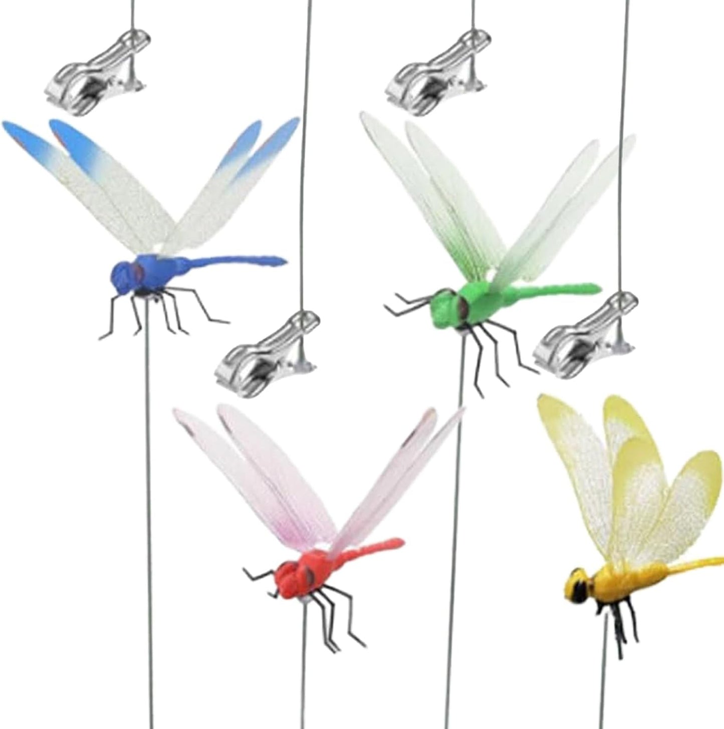40 Pcs Dragon Fly Clips for Bugs Repellent, 3D Artificial Dragonfly Hat Clip, Dragonfly Garden Decor (40, 4 Colors)-VerdiqueGarden