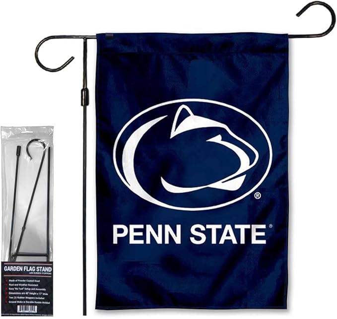 College Flags & Banners Co. Penn State Nittany Lions Garden Banner Flag with Stand Pole Holder-VerdiqueGarden