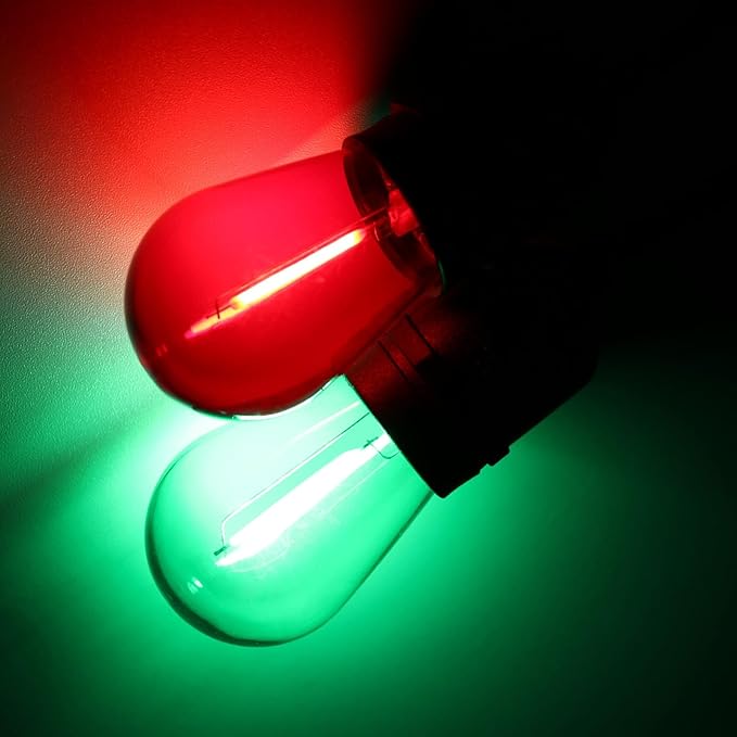 Meconard S14 Colored LED String Light Bulbs,1 Watt Plastic Shatterproof Waterproof Outdoor Indoor Replacement Bulbs for Home Decor, E26 Medium Base, Red Green Light Bulbs, 15Pack-VerdiqueGarden