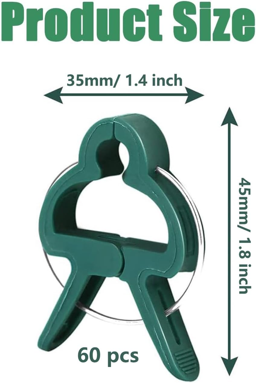60 Garden Plant Clamps,Plant Support Clamps Hold Plant Stems,for Multi-Purpose Plants Rattan Clamps Rose,Sturdy Cucumber Orchid Clamps Plant Support Adjustable Clamps Green (Small 60Pcs)-VerdiqueGarden