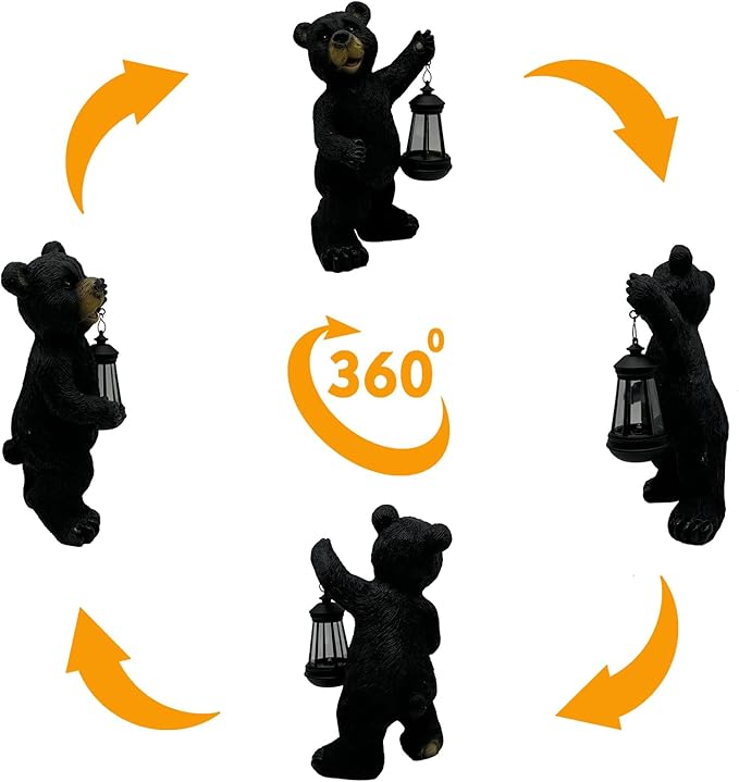 Solar Lantern Garden Statues Decor, Outdoor Bear Figurine Lights for Yard Patio Decoration - Unique Christmas Housewarming Gift for Grandma Wowen Mom-VerdiqueGarden