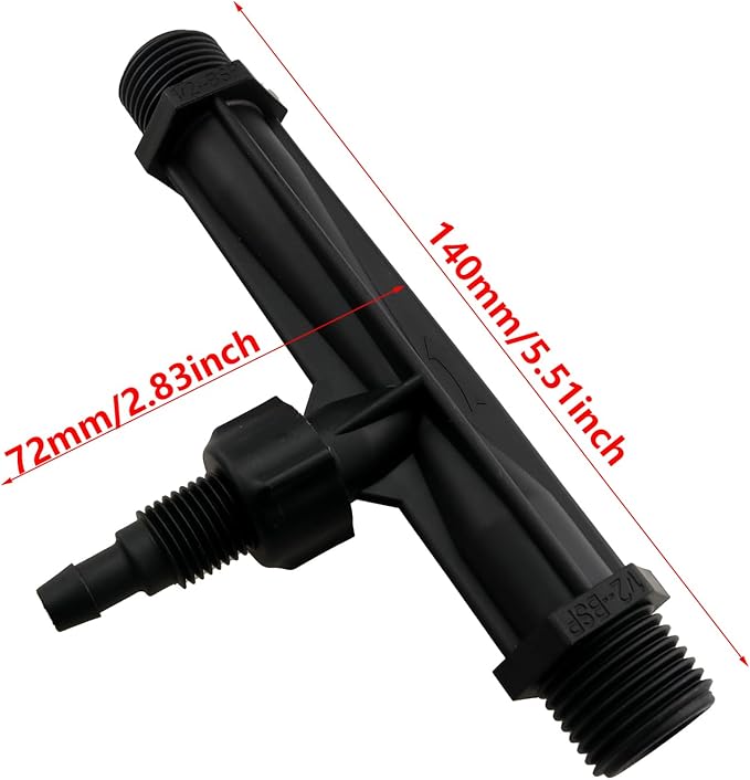 1/2-inch Plastic Irrigation Pipe Injector for Irrigation Venturi Fertilizer Mixer Injector Tube Suitable for Agricultural System Fertilizer and Chemical Injection Black-VerdiqueGarden