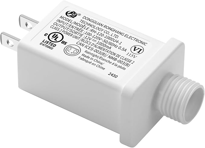 Replacement Yard Inflatable Adapter Power Supply Adaptor - 12V 1.0A 1Pcs - Inflatable Plug Replacement Class 2 Power Supply - White - for Christmas Tree Light/Thanksgiving Yard Blow Up Decorations-VerdiqueGarden