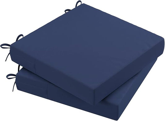 AAAAAcessories Outdoor Seat Cushions for Chairs, Waterproof, Fade-Resistant Patio Furniture Replacement Cushions, 18" x 18" x 2", Set of 2, Navy Blue-VerdiqueGarden