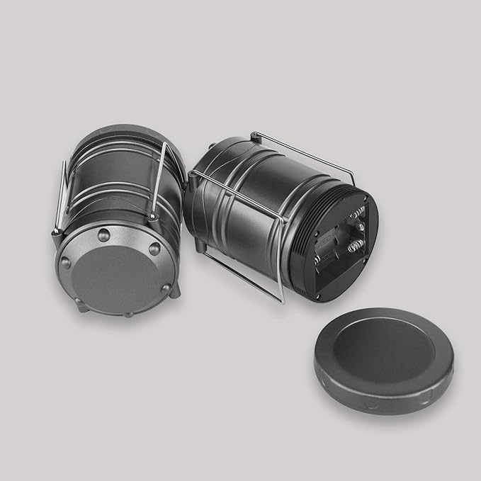 Lichamp LED Camping Lantern, 4 Pack Battery Powered Flashlight for Power Outages, Portable Collapsible Hanging Light Essential for Home, Outdoor, Emergency Lamp Survival Kit Gear for Hurricane, Gray-VerdiqueGarden