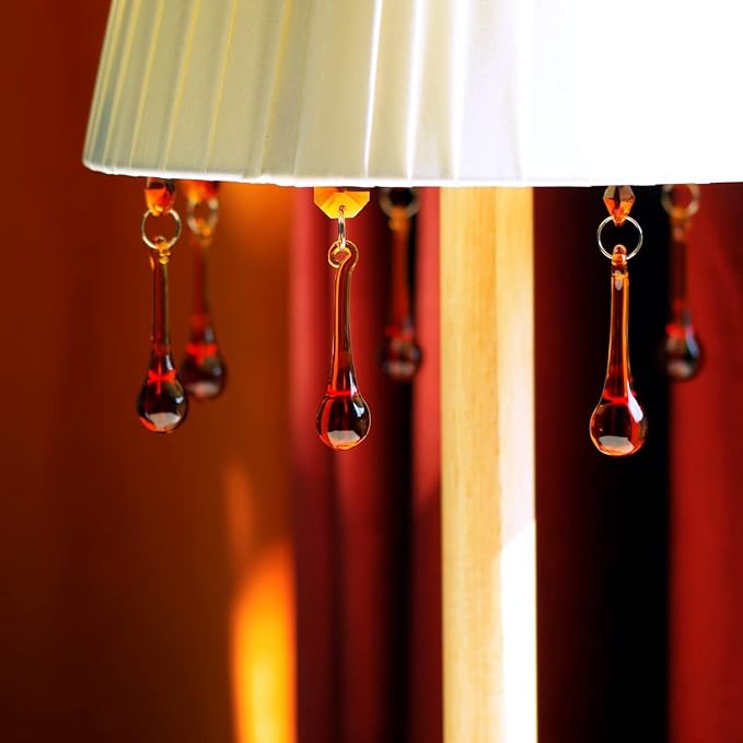 12pcs Raindrop Crystal Chandelier Parts, 53mm Hanging Crystals Glass Beads for Window, Curtain Decoration (Amber)-VerdiqueGarden