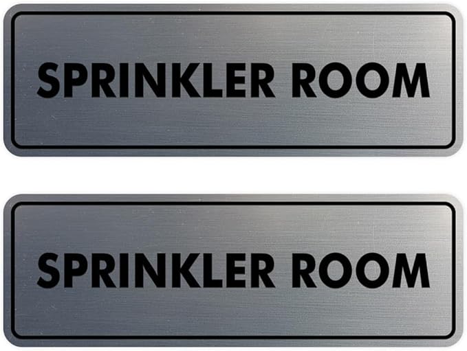 Signs ByLITA Standard Sprinkler Room Sign (Brushed Silver) - Small 2 Pack-VerdiqueGarden