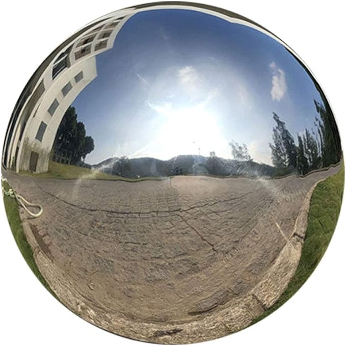 25 cm/10 inch Diameter Gazing Globe Mirror Ball,Silver Stainless Steel Polished Reflective Smooth Garden Sphere,Colorful and Shiny Addition to Any Garden or Home-VerdiqueGarden