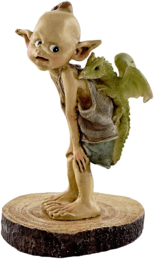 Top Collection Miniature Fairy Garden and Terrarium Statue, Garden Pixie Elf with Baby Dragon-VerdiqueGarden