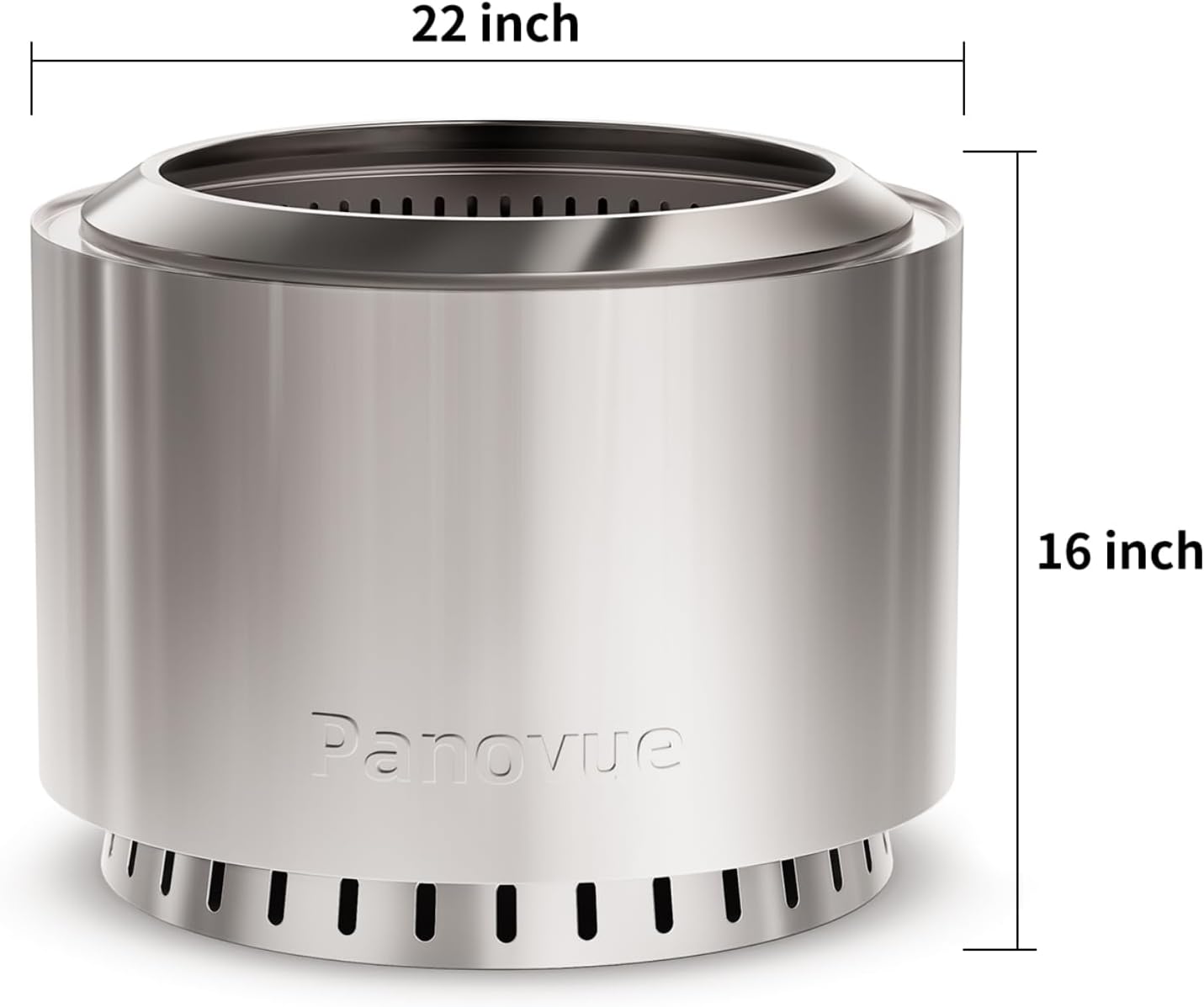 22 inch Smokeless Fire Pit with Waterproof Cover, Stainless Steel Outdoor Smokeless Firepit, Wood Burning Fire Pits for Camping, Bonfire,Low Smoke Firepit for Outside[Slivery]-VerdiqueGarden