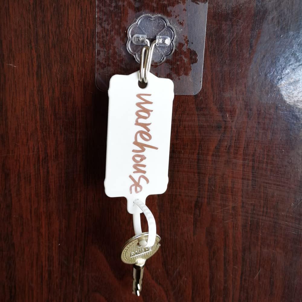 100pcs Reusable Blank Plastic Tags Ties Key Tags 1.45"*2.48" Serrated Tension Sealing Strap with Large Label Plastic Tie Mark Label Waterproof Hang Sign Write on Tag (White, 100pcs)-VerdiqueGarden